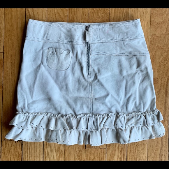 Pinco Pallino Creme Leather Mini Skirt - Picture 2 of 4